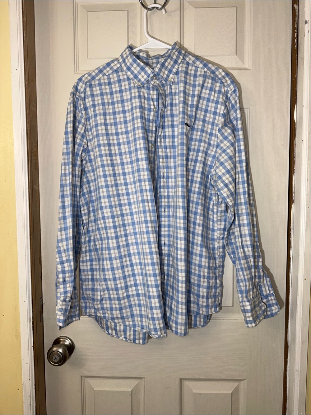 Vineyard Vines Light Blue and White Check Button-Down Shirt